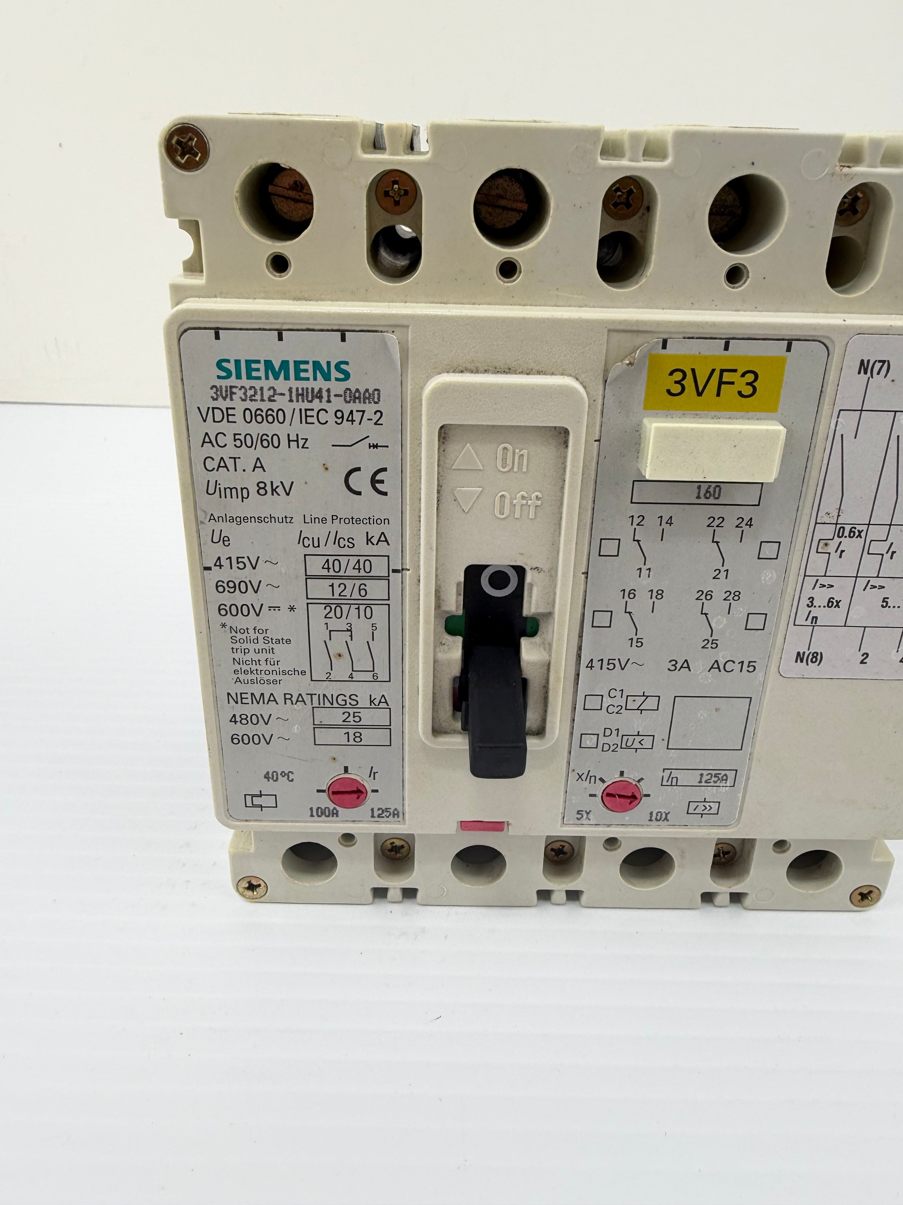 Siemens Circuit Breaker 3VF3212-1HU41-0AA0 100-125A Ships from US