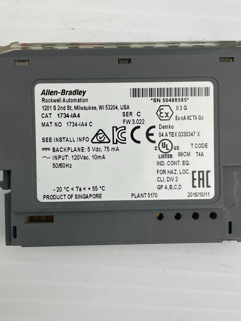 Allen-Bradley 1734-IA4 Series C I/O Input Module