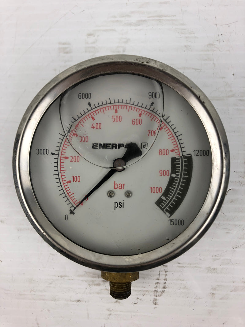 Enerpac 2619037-1 Hydraulic Cylinder Pressure Gauge 0-15000 PSI 0-1000 bar