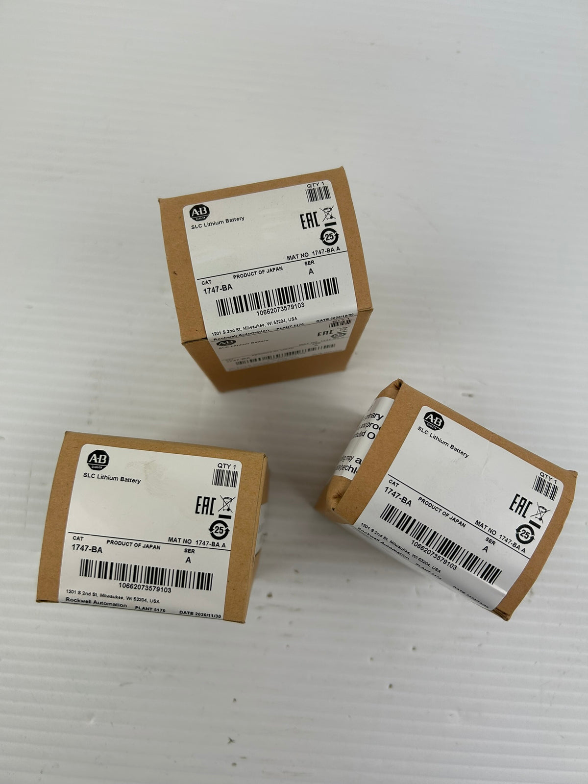 Allen Bradley 1747-BA Series A SLC Lithium Battery 3V Memory Backup - Lot of 3