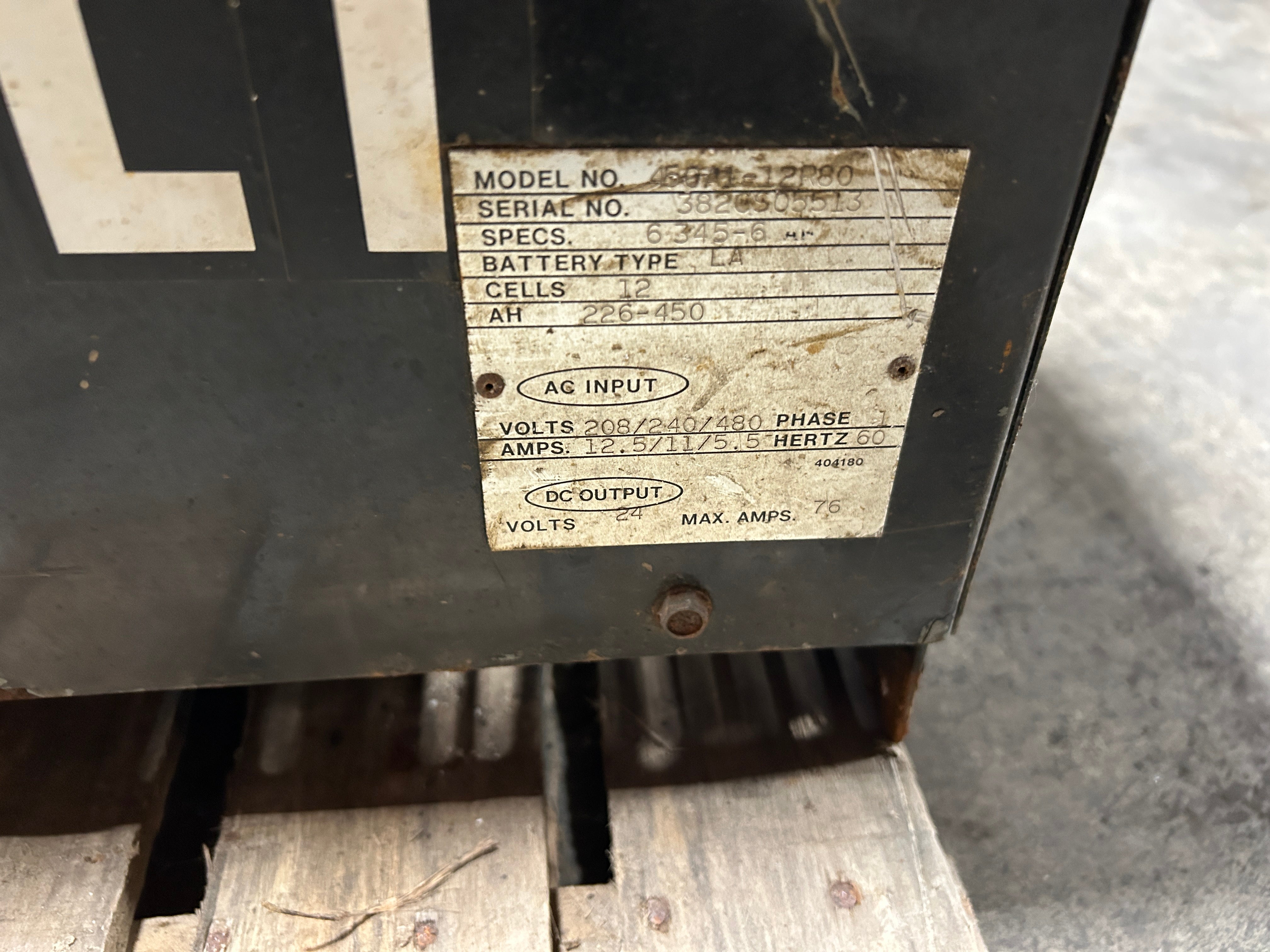 Hobart 450A1-12R80 Forklift Battery Charger 12 Cell 1PH 60Hz 6345-6 LA 226-450AH