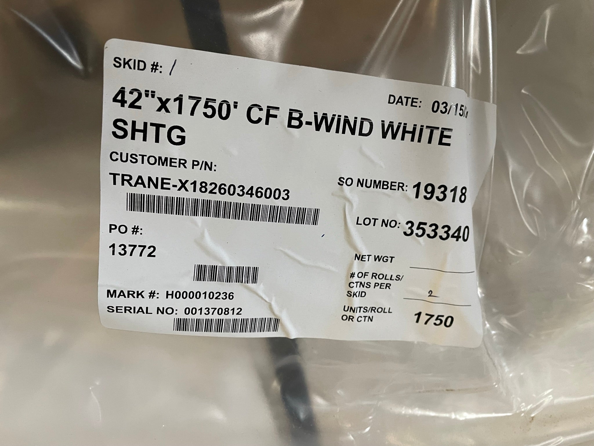 CF B-Wind Sheeting Plastic White 31.5-54" Wide For RVs, Boats, Vehicle Wrap