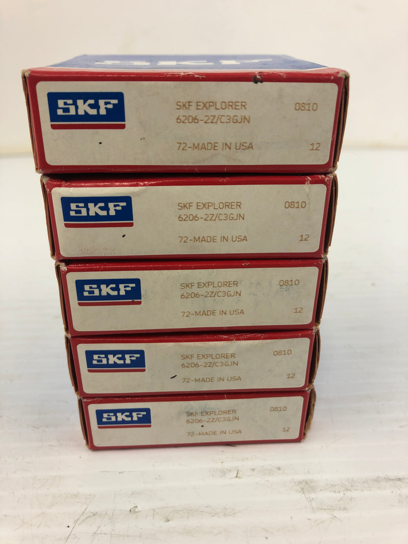 SKF 6206-2Z/C3GJN Explorer Deep Groove Ball Bearing (Lot of 5)