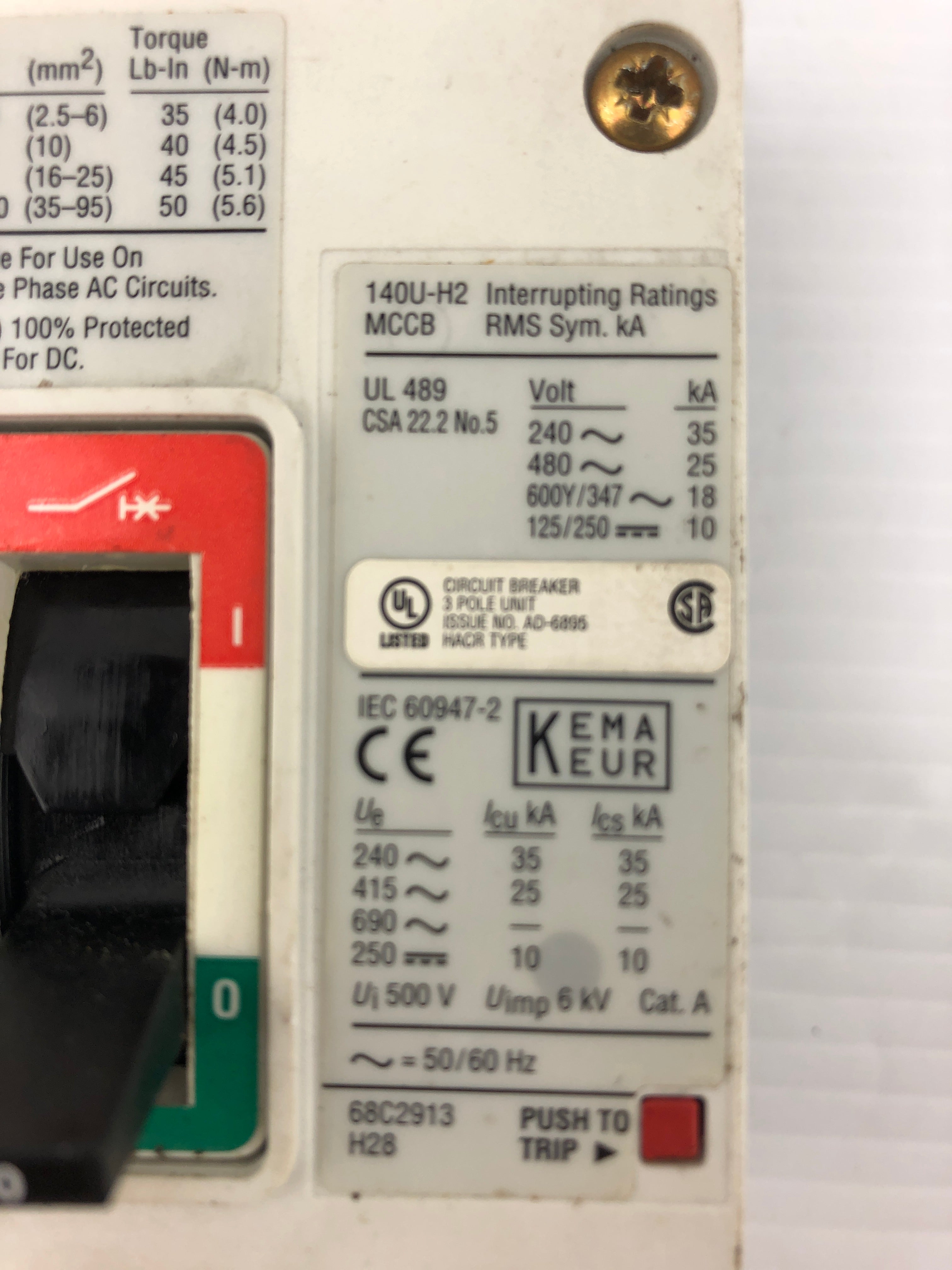 Allen-Bradley 140U-H2 Molded Case Circuit Breaker 30A