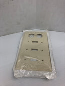 Leviton P38-T Ivory Three Toggle / One Duplex Combo Wall Plate - Lot of 2