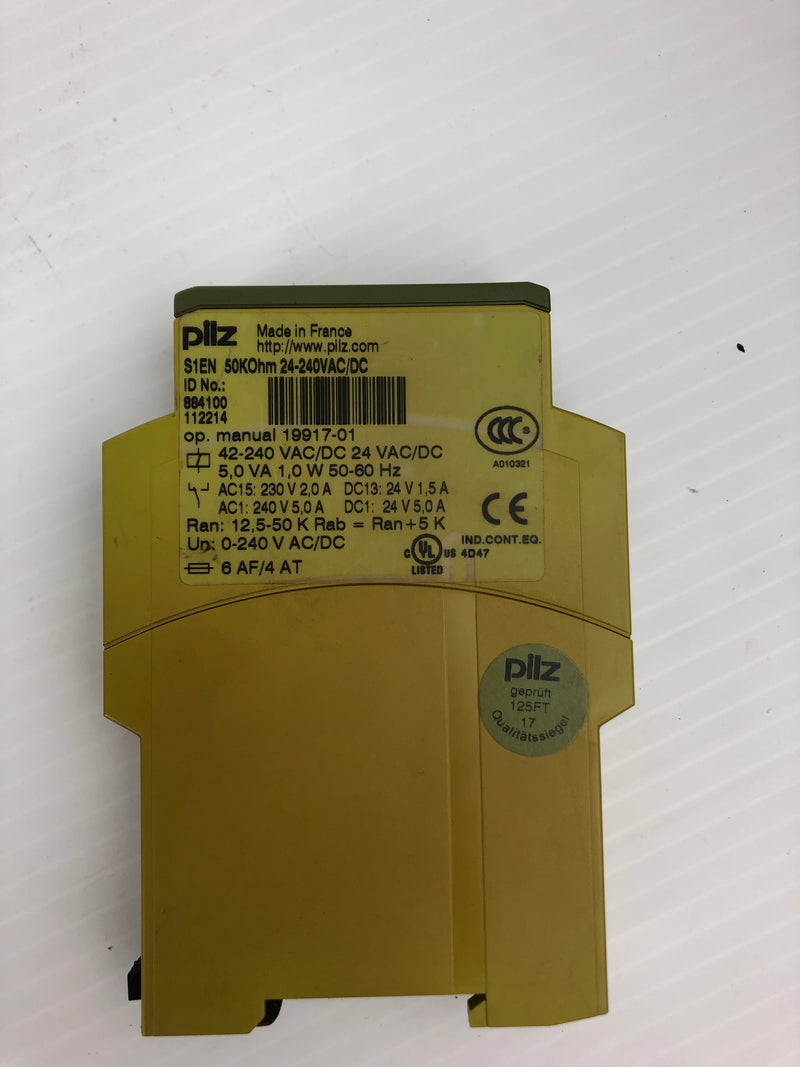 Pilz S1EN 50KOhm Safety Relay 24-240VAC/DC 50/60Hz 5,0VA 1,0W