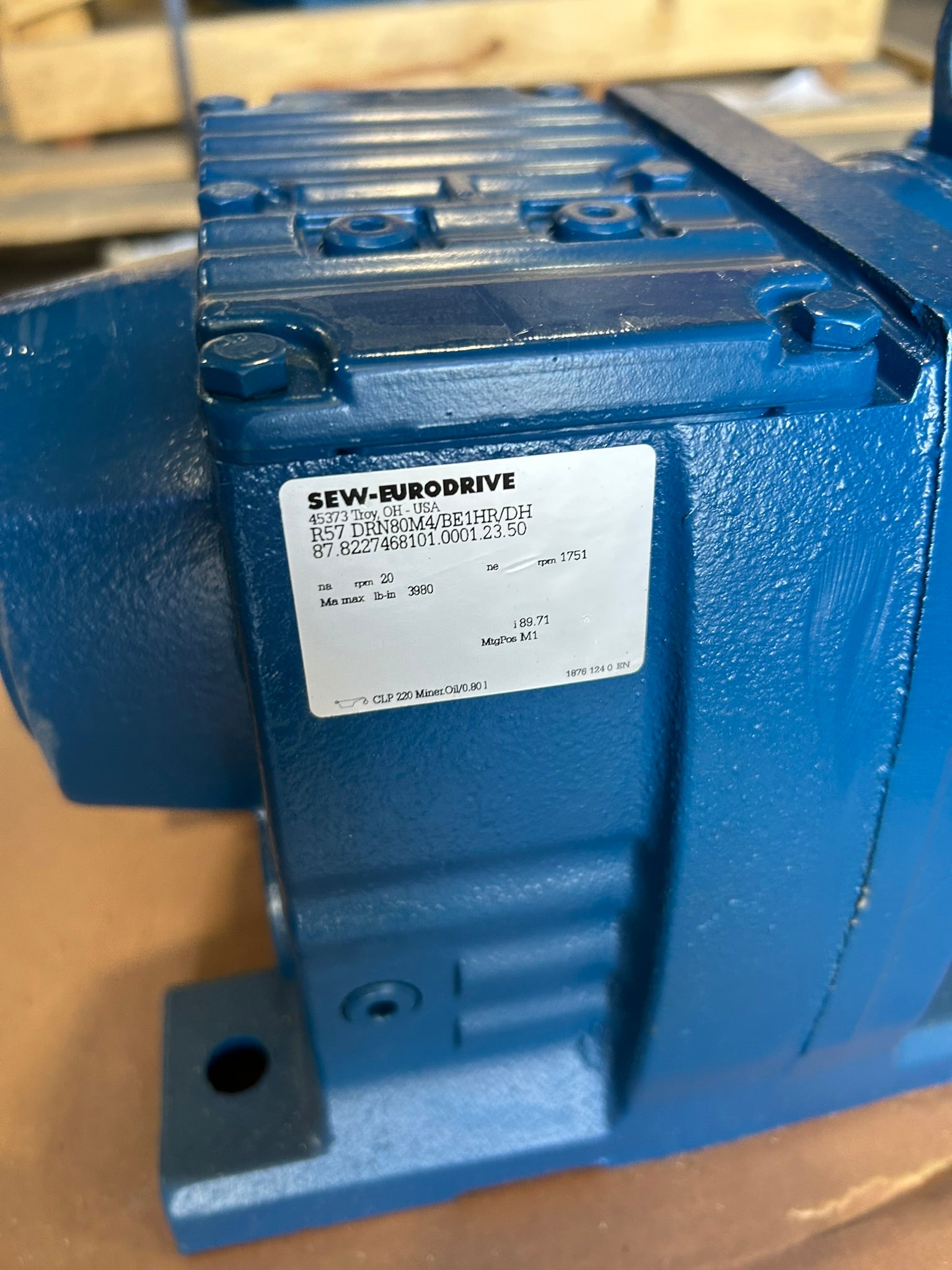 SEW-Eurodrive R57 DRN80M4/BE1HR/DH Eurodrive Gear Motor 1751/20 RPM