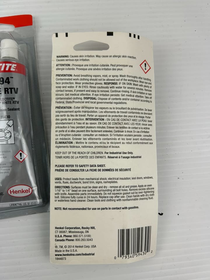 Loctite 59430 SI 594 White RTV 2.7 FL Oz Use By 7/2021 - Lot of 6
