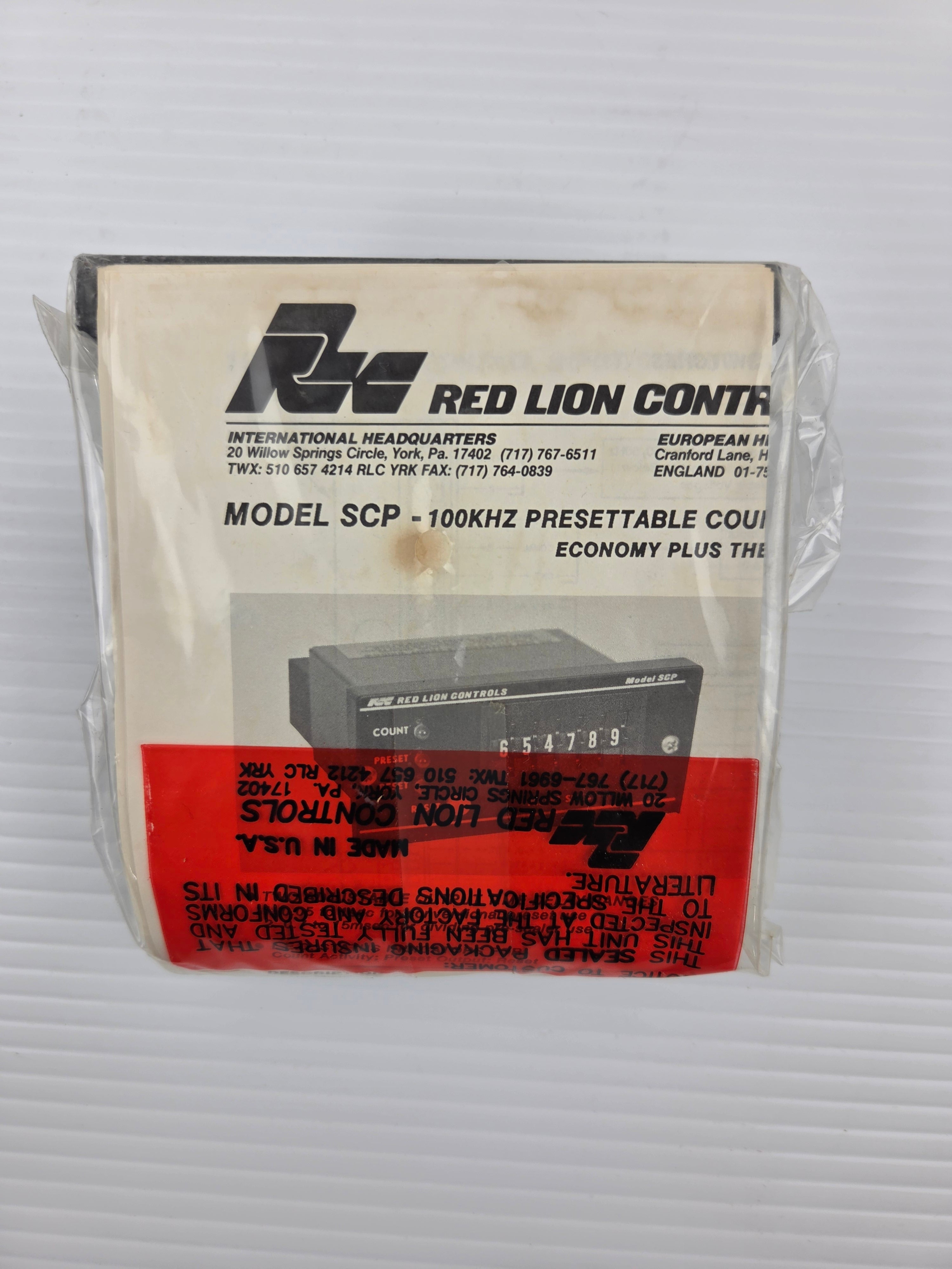 Red Lion Controls SCP00601 Counter 100 Khz Presettable Model SCP
