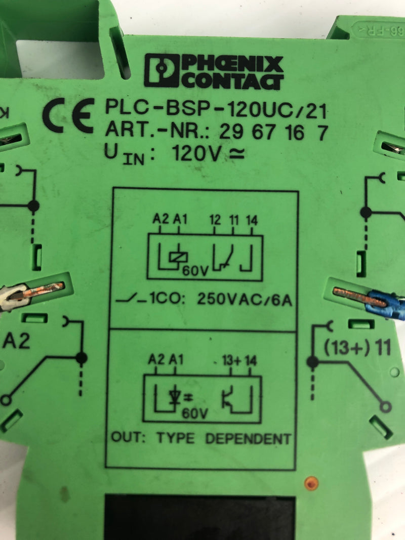 Phoenix Contact PLC-BSP-120UC/21 Relay 120V 2967167 with 2966605