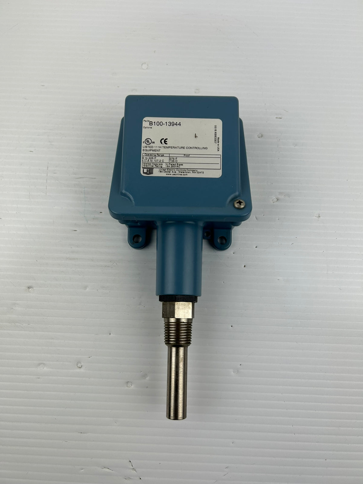 United Electric B100-13944 Temperature Control Switch 15A 250VAC
