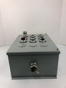 Hoffman E12PBY25 Industrial Enclosure with Allen-Bradley Pushbutton Switches