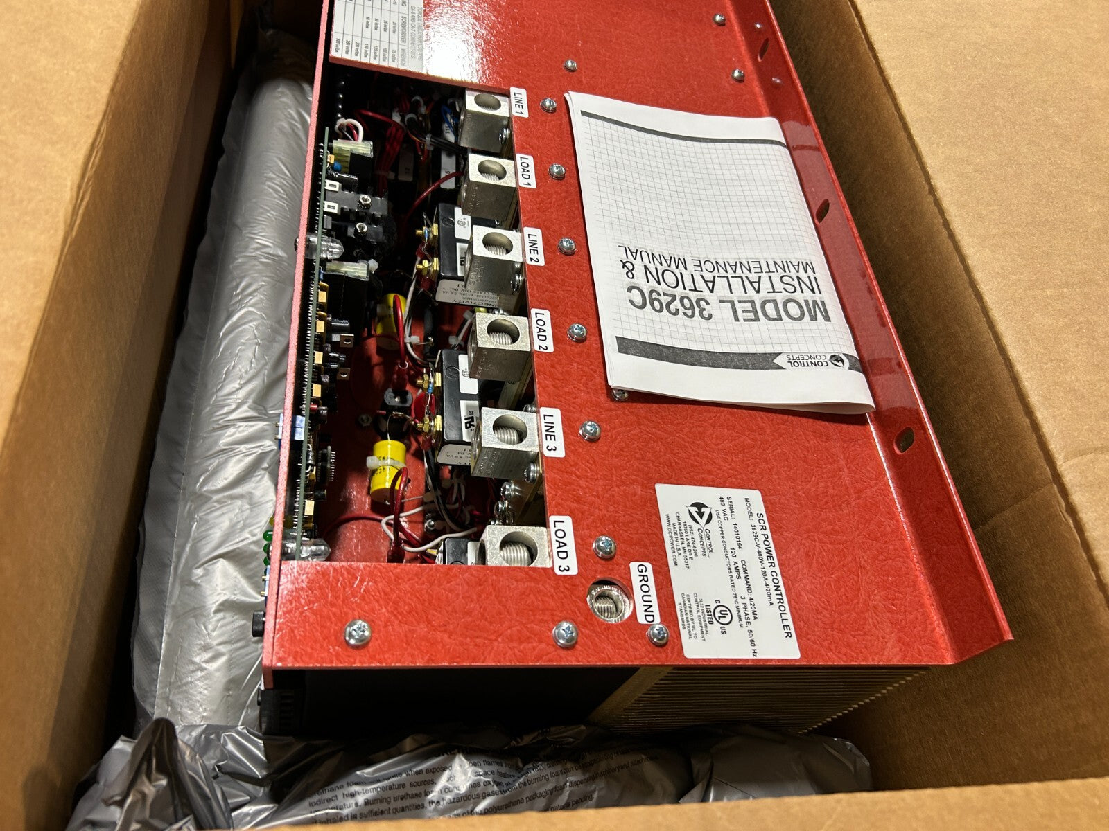 Control Concepts 3629C-V-480V-120A-4/20mA SCR Power Controller 480VAC 120A 3PH