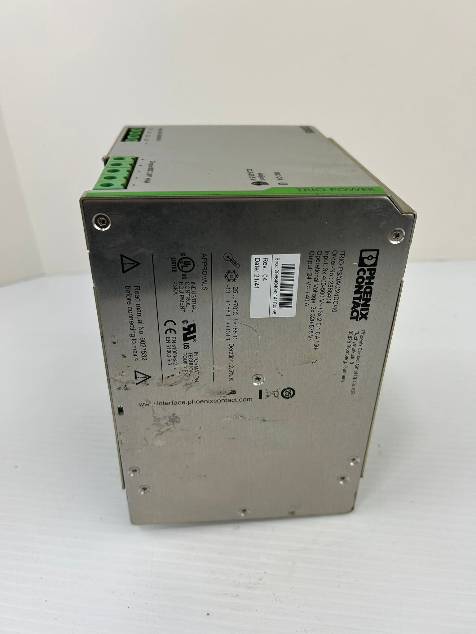 Phoenix Contact 2866404 Power Supply TRIO-PS/3AC/24DC/40
