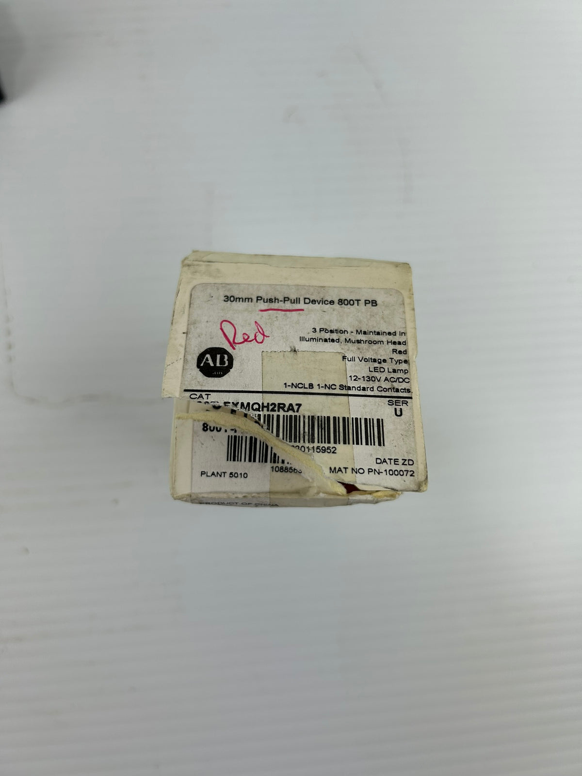 Allen Bradley 800-FXMQH2RA7 30mm Red Push-Pull Device 800T PB Series U