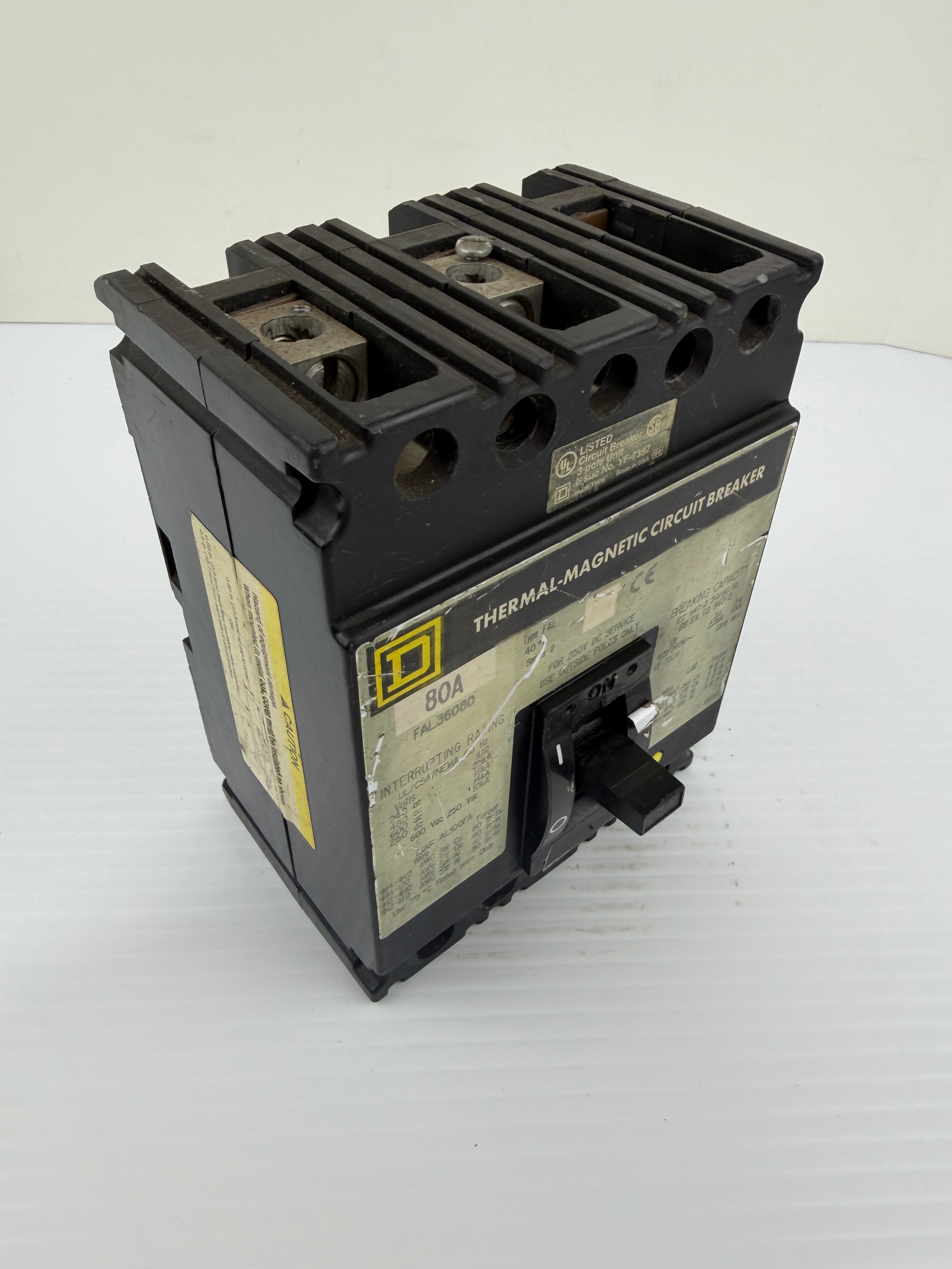 Square D Circuit Breaker FAL36080 80 Amp 600 VAC 250 VDC 240/480 V