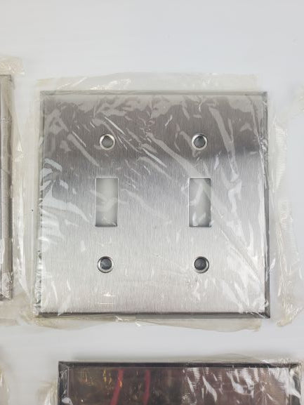 2 Switch Stainless Wall Plate Covering - No Hardware (Lot of 6)