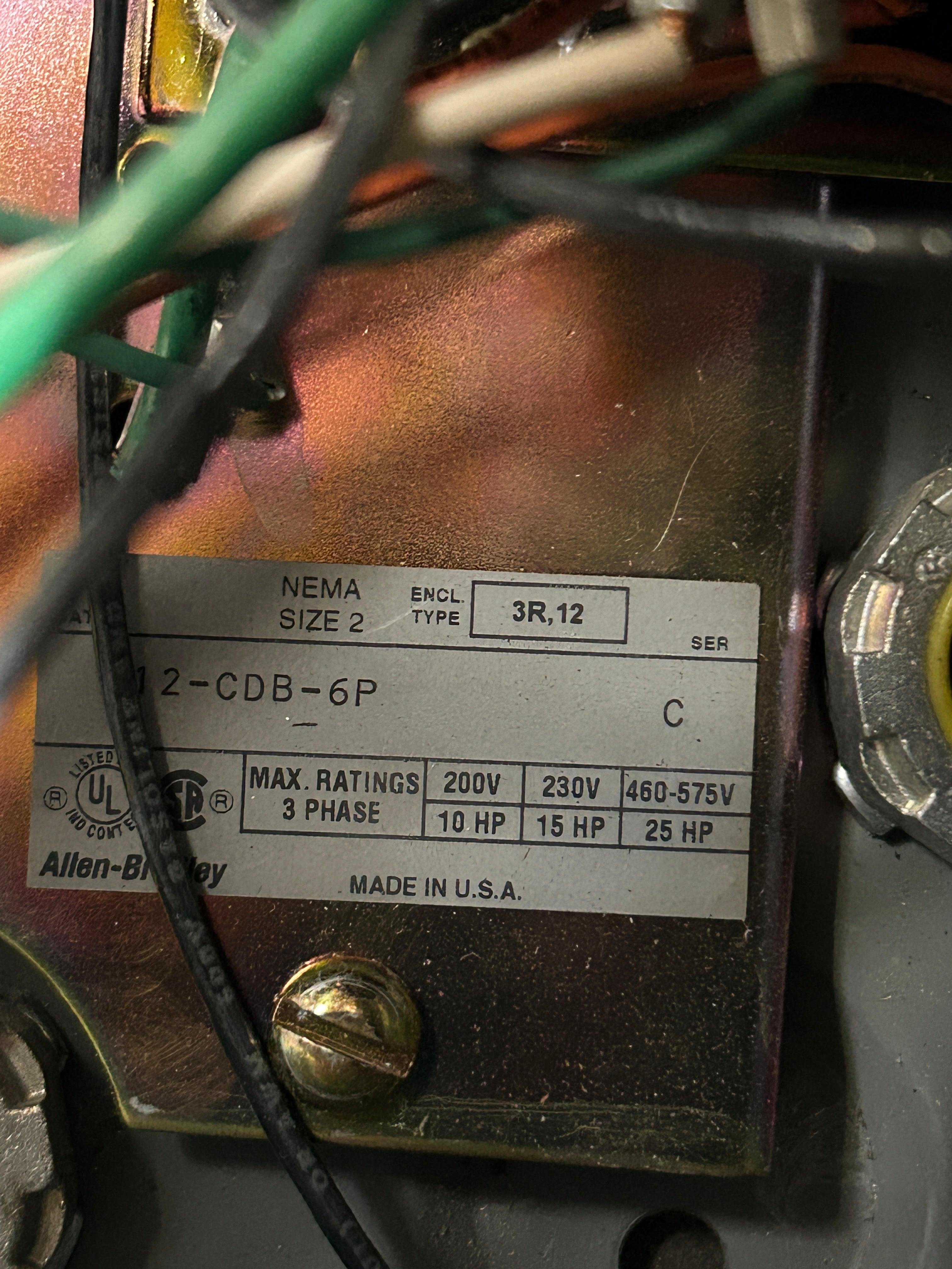 Allen Bradley Combination Starter 512-CDB-6P Size 2 Series C