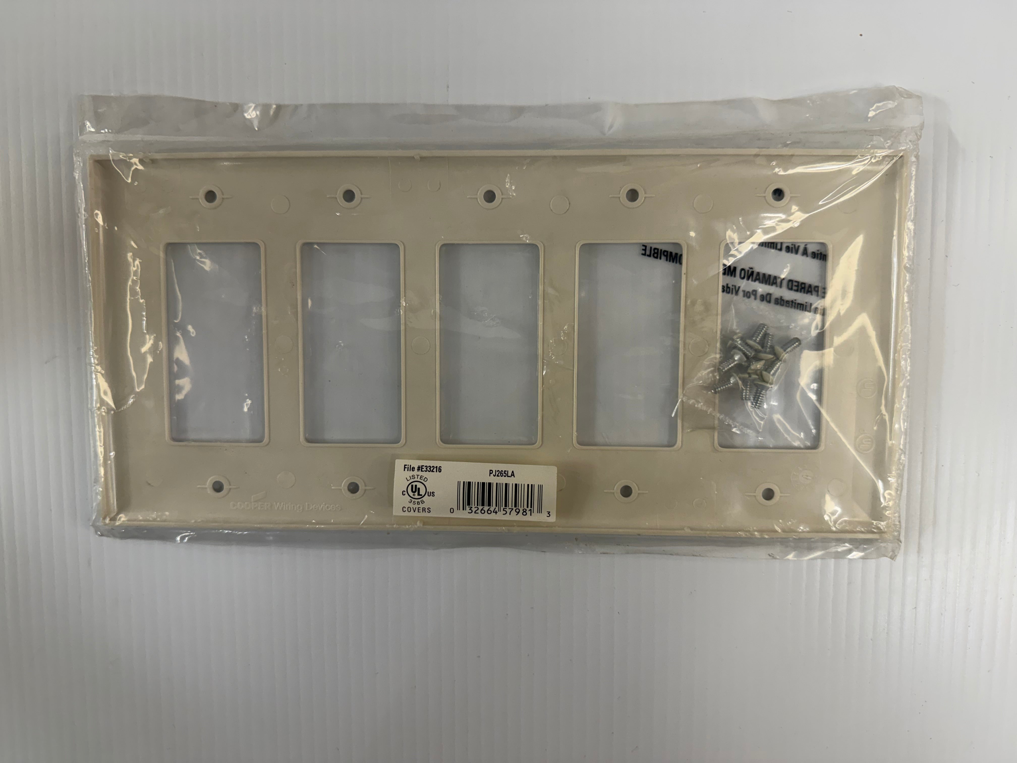 Cooper Wiring 5-Gang Toggle Wallplate PJ265LA Lot of 3