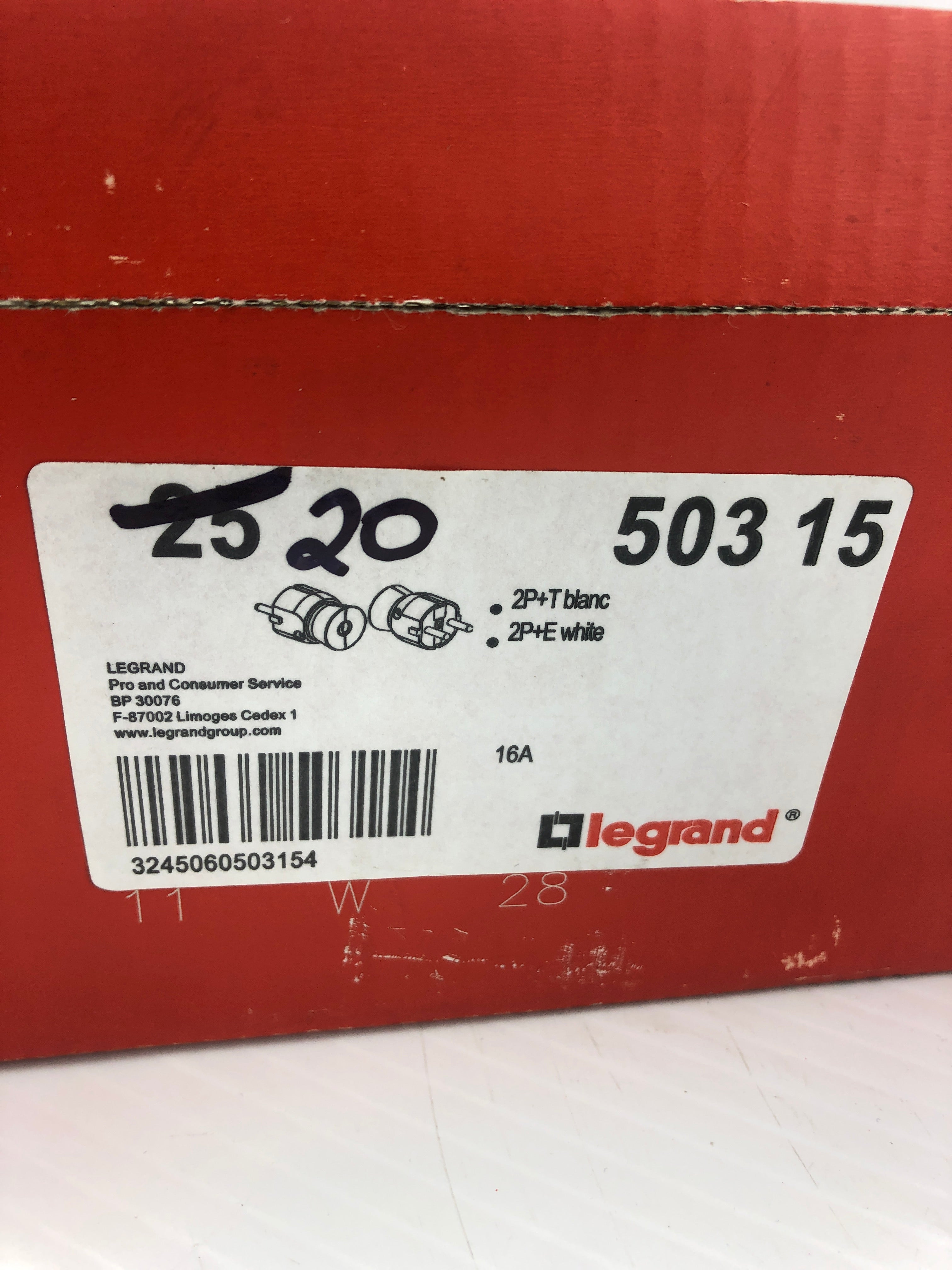 Legrand 503 15 Male White Plug BP 30076 - Box of 20