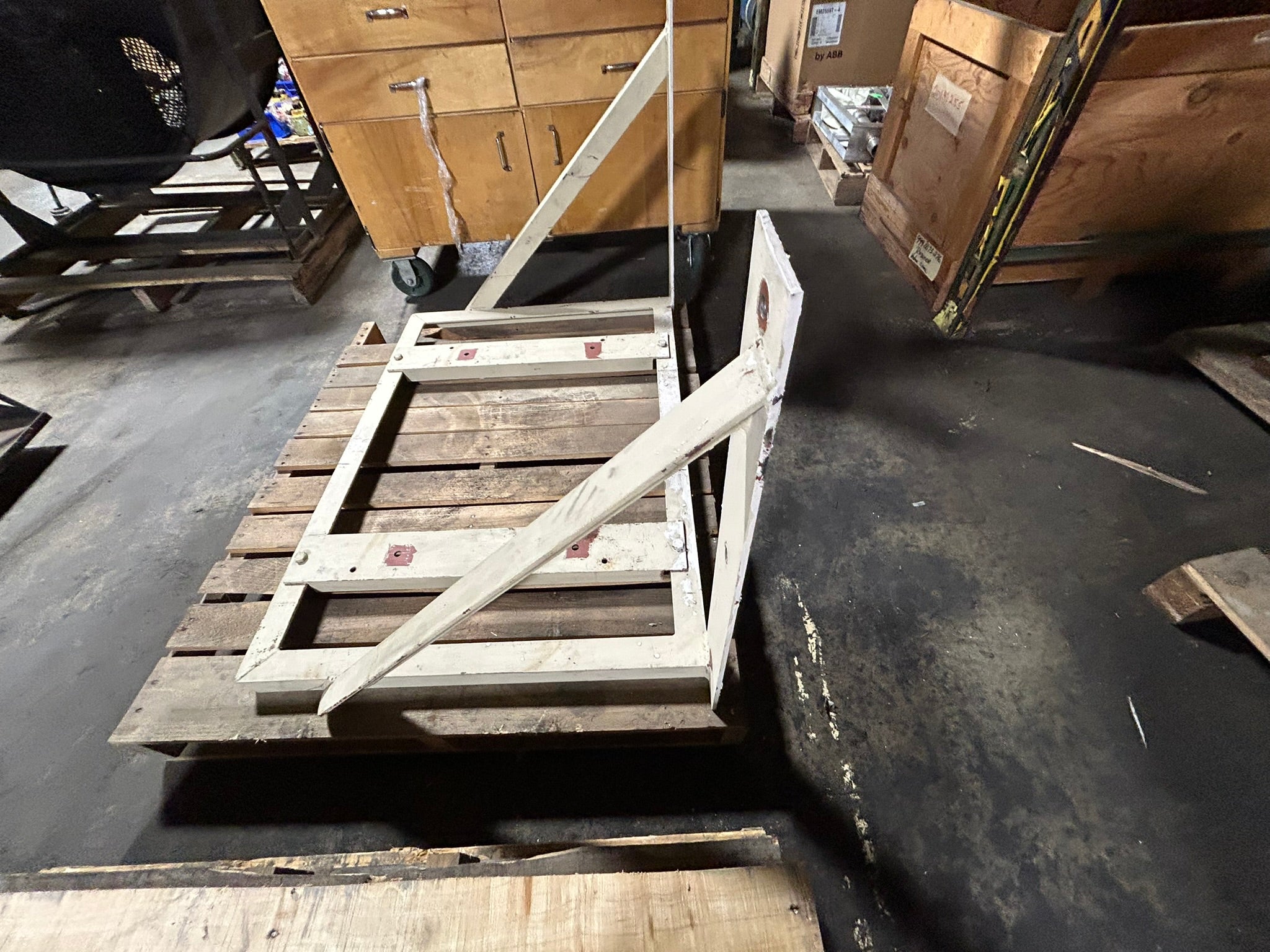 White Forklift Battery Charger Mount Frame Holder - No Hardware
