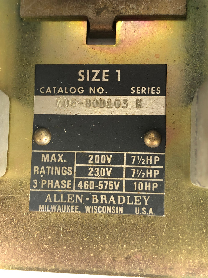 Allen Bradley705-BOD103 Reversing Contactor Ser. K Size 1