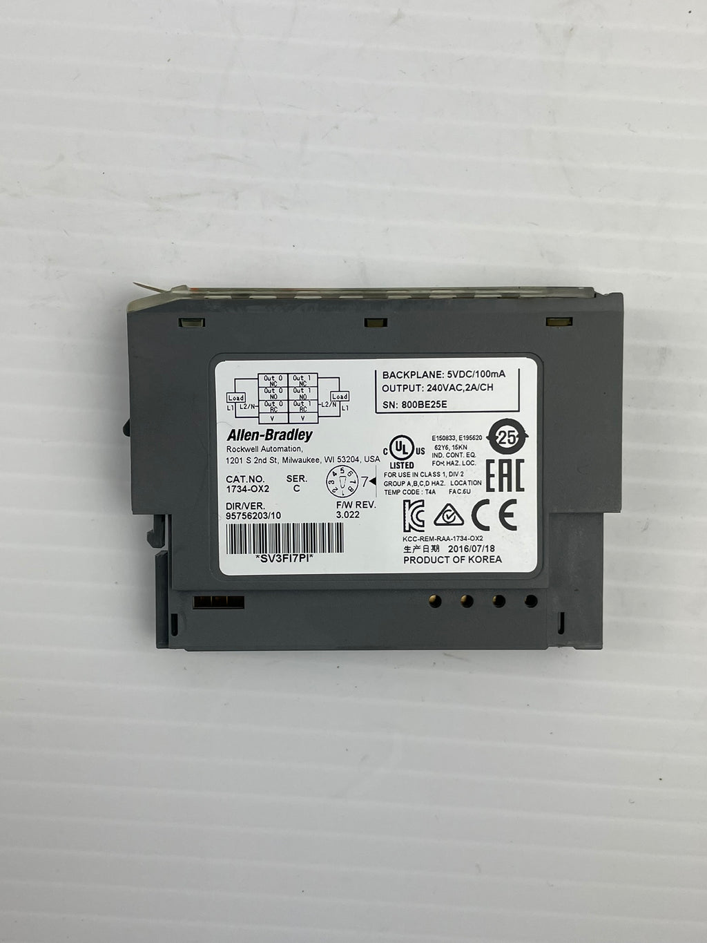 Allen-Bradley 1734-OX2 2-Relay Digital Contact Output Module Series C ...