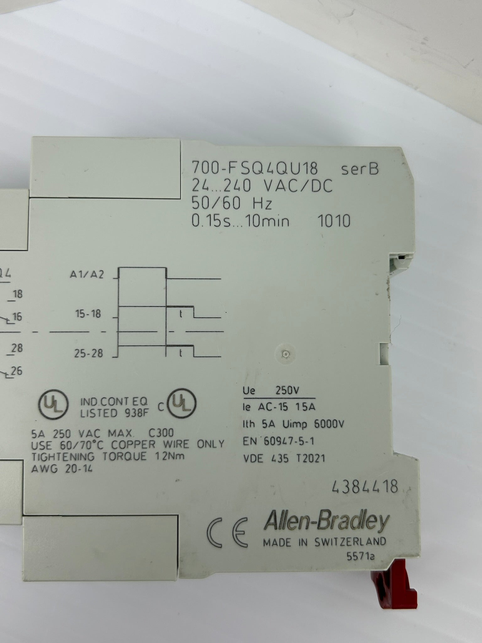 Allen-Bradley 700-FSQ4QU18 Timing Relay Series B 0.15S - 10M