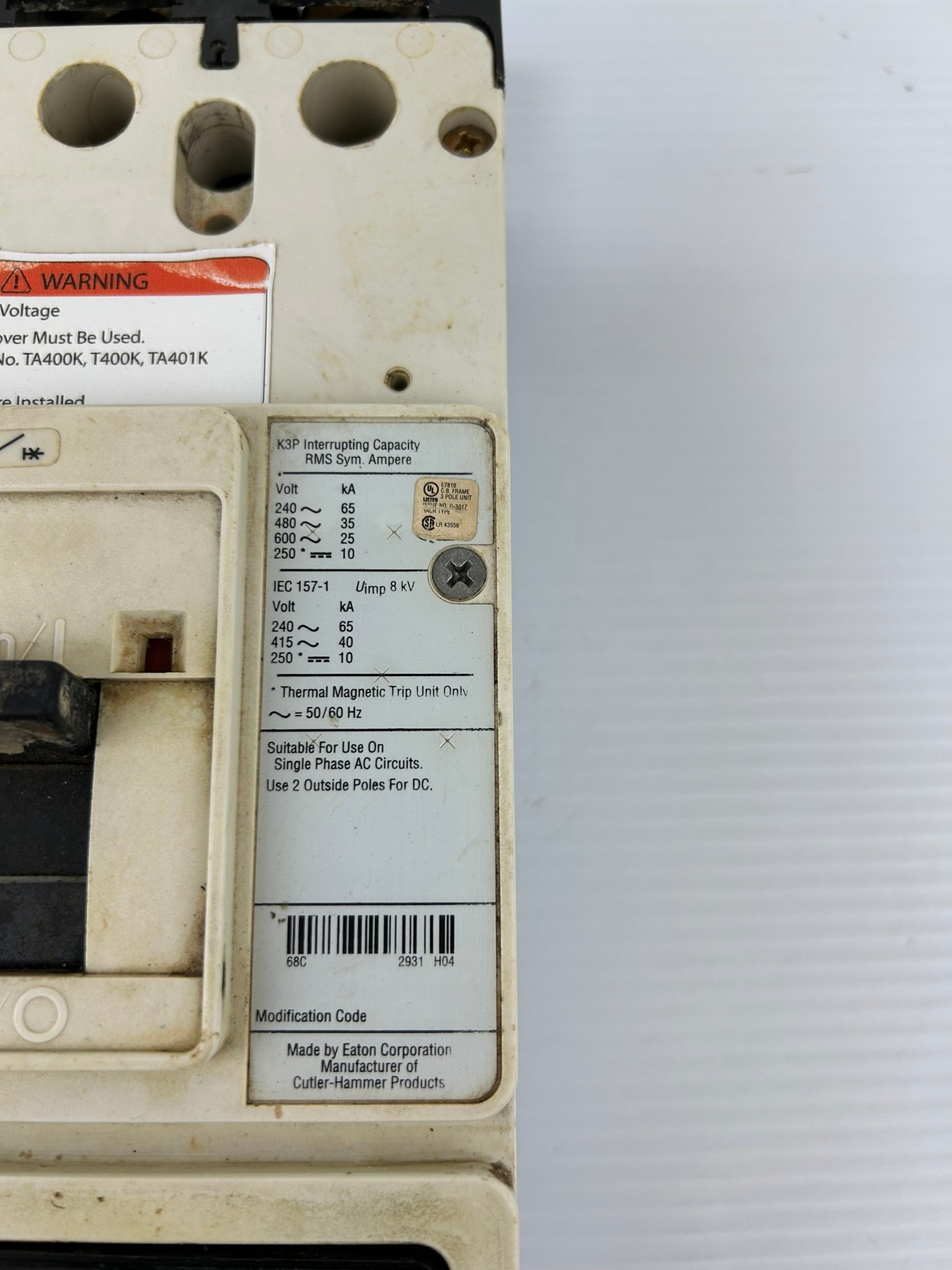 Automation Direct K3P 35K 3 Pole Circuit Breaker CU/AL TA401K
