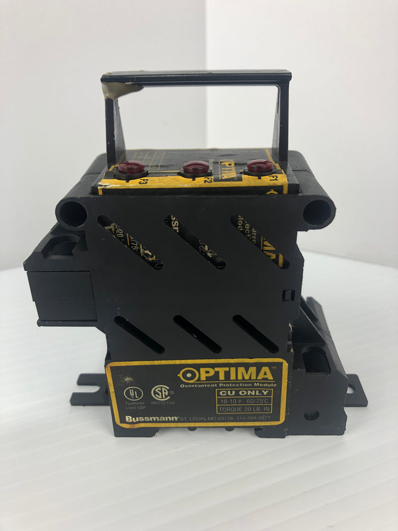 Optima OPM-CC Bussmann Overcurrent Protection Module 600V 30A 200kA - Lot of 2