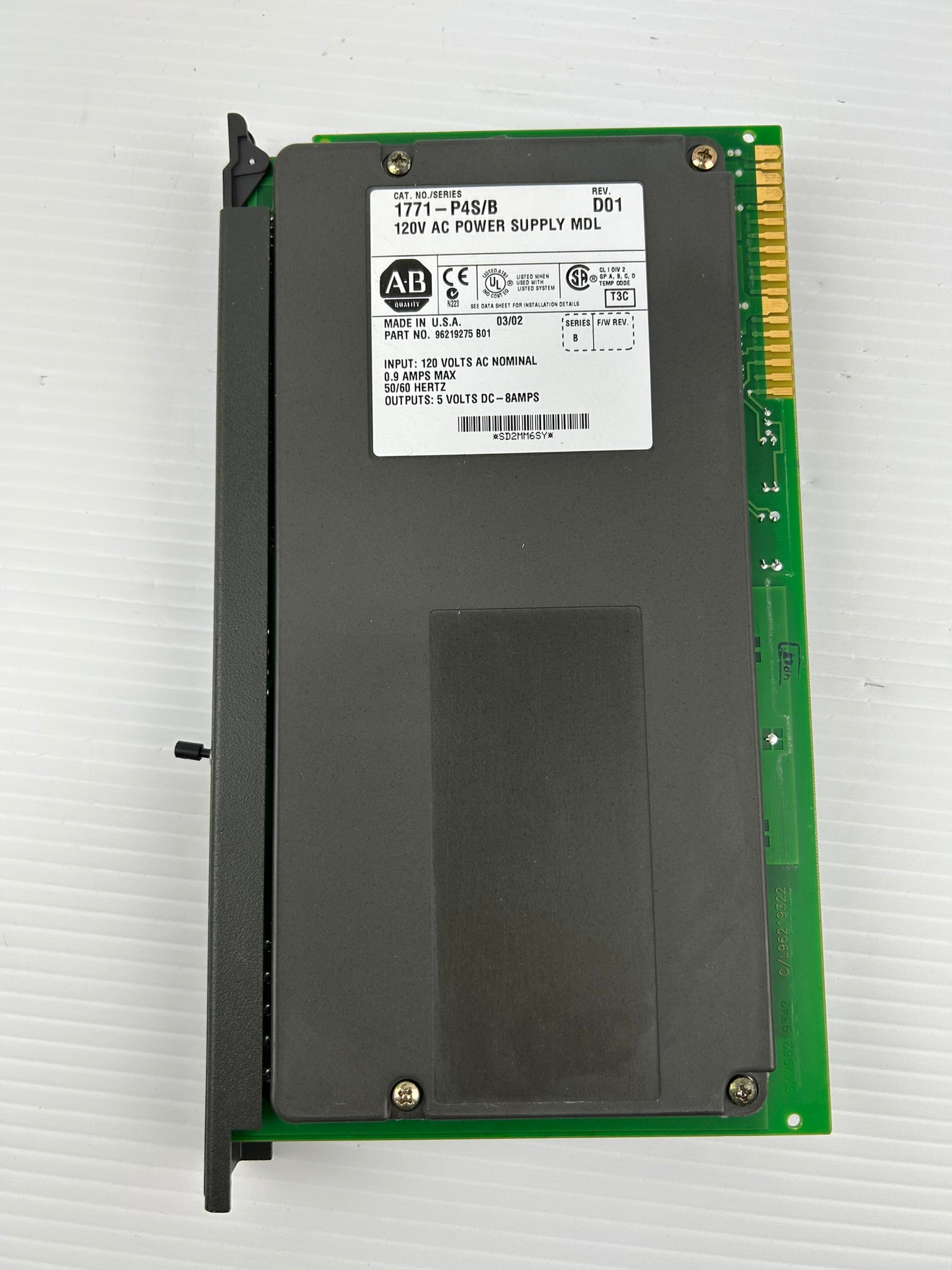 Allen Bradley 1771-P4S 120VAC Power Supply Module Series B Rev D01 1771-P4S/B
