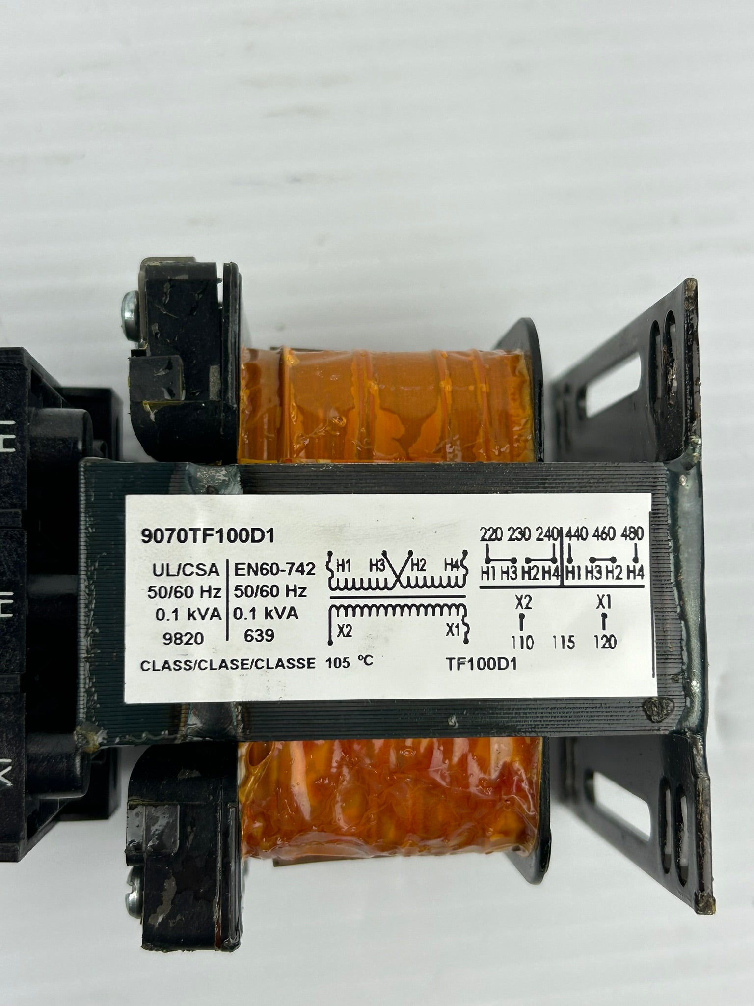 Square D 9070TF100D1 Industrial Control Transformer with LR21455 Fuse Holder