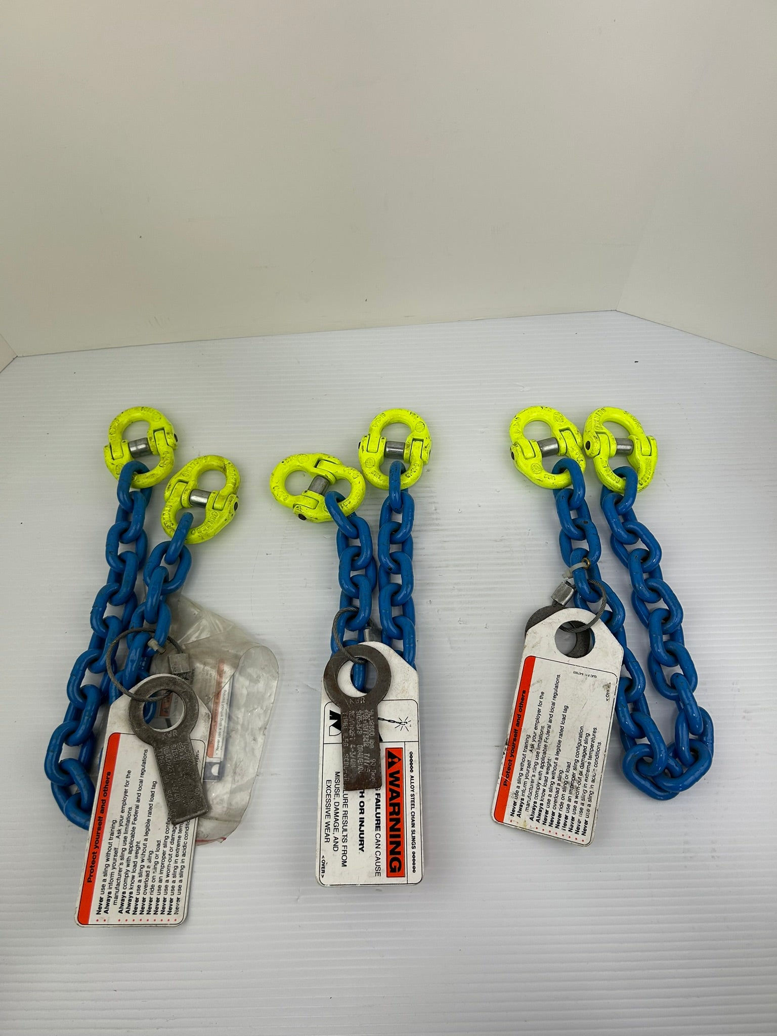 3/8" Grade 100 Alloy Chain Sling 11,300 LB WLL Single Leg Locking Hooks Lot of 3