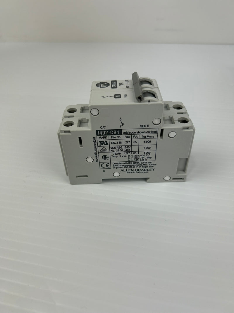 Allen Bradley 1492-CB1 2 Pole Circuit Breaker 5A H050 Series B