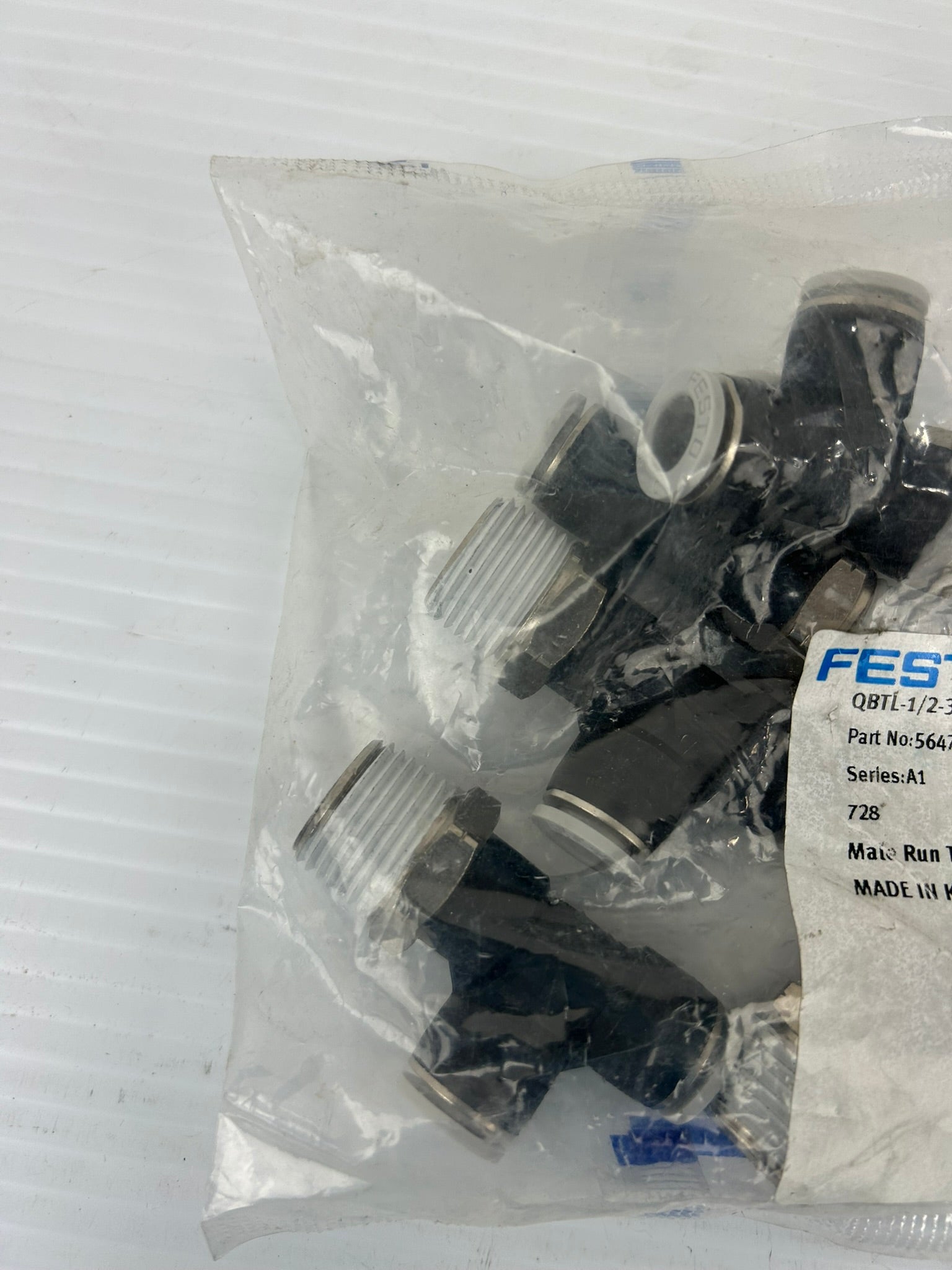 Festo QBTL-1/2-3/8-U Fitting 564725 Series A1 Male Run Tee - Lot of 10