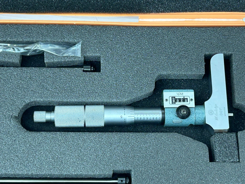 Mitutoyo 229-128 DMC2.5-6"K Interchangeable Rod Micrometer Depth MIC 0"-6"