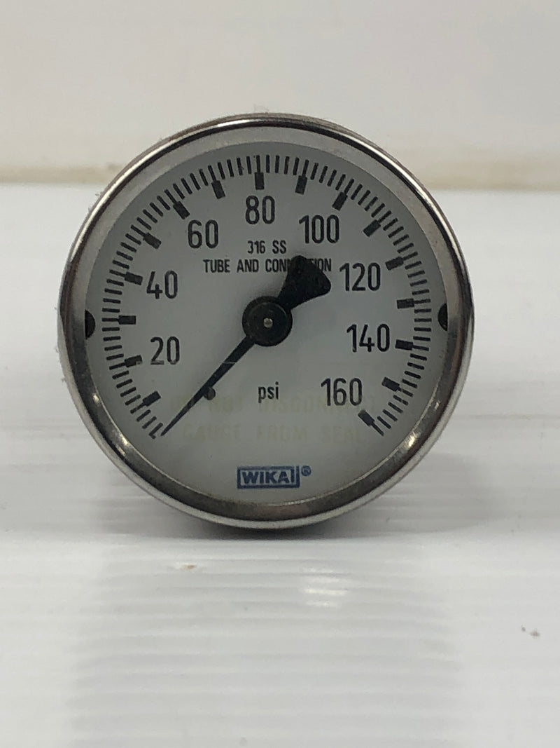 WIKA 316SS Gauge 0-160 PSI Tube and Connection