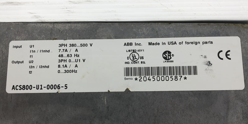 ABB ACS800-U1-0006-5 Variable Frequency Drive