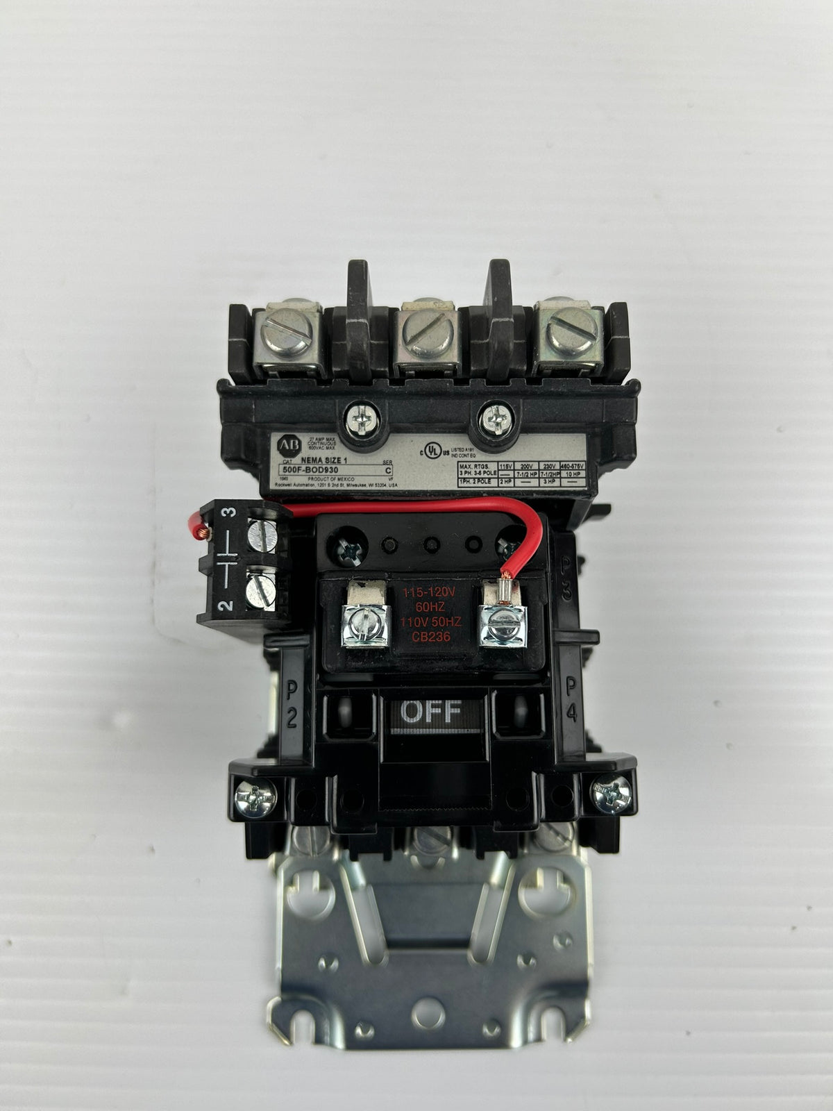 Allen-Bradley 500F-BOD930 Series C NEMA Size 1 3-Pole 120V Contactor 595-A