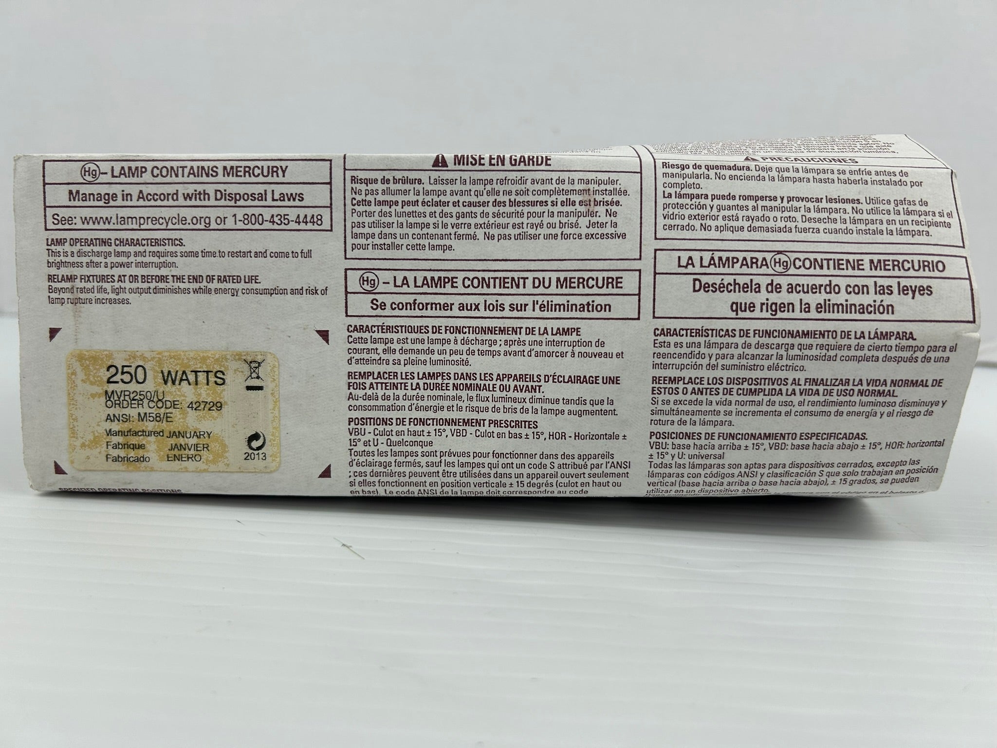 GE MVR250/U Multi-Vapor Lamp 250W