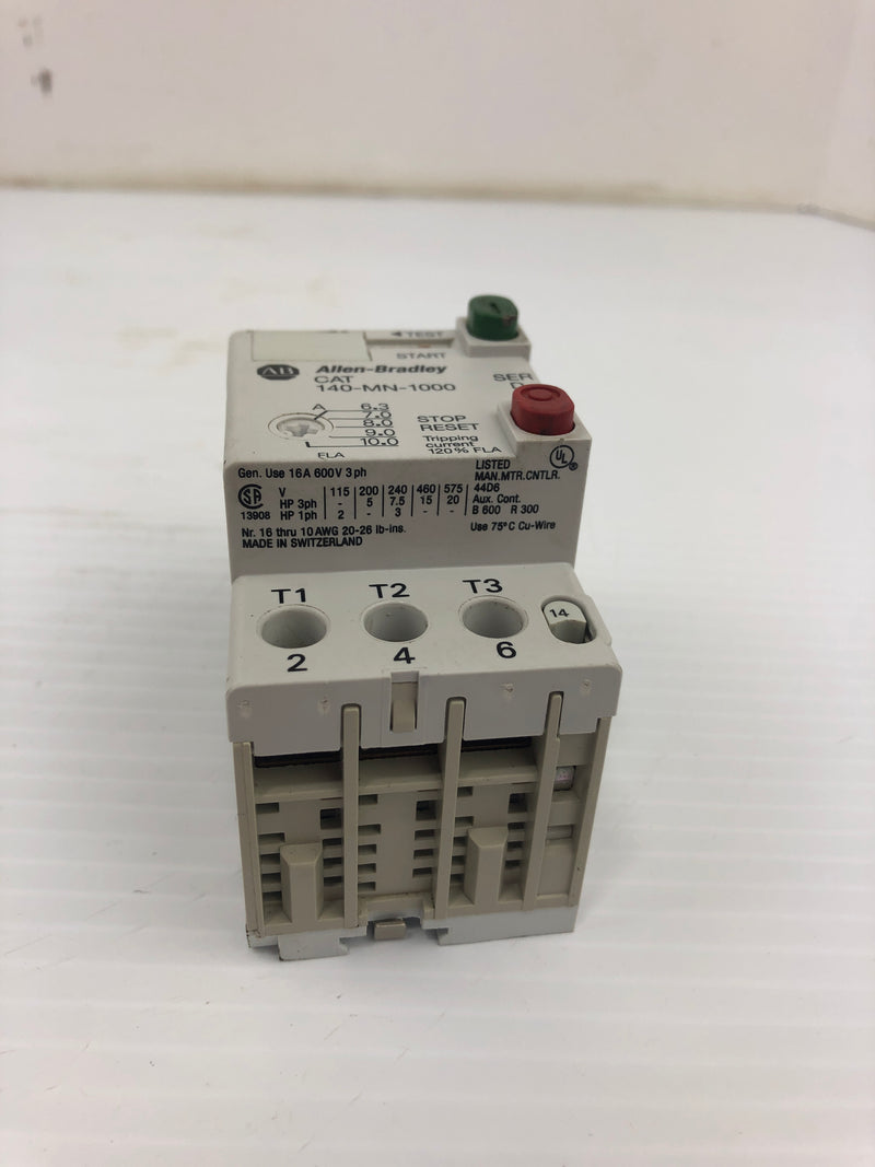 Allen-Bradley 140-MN-1000 Motor Starter Ser. D 600V 16A 3PH 8kV