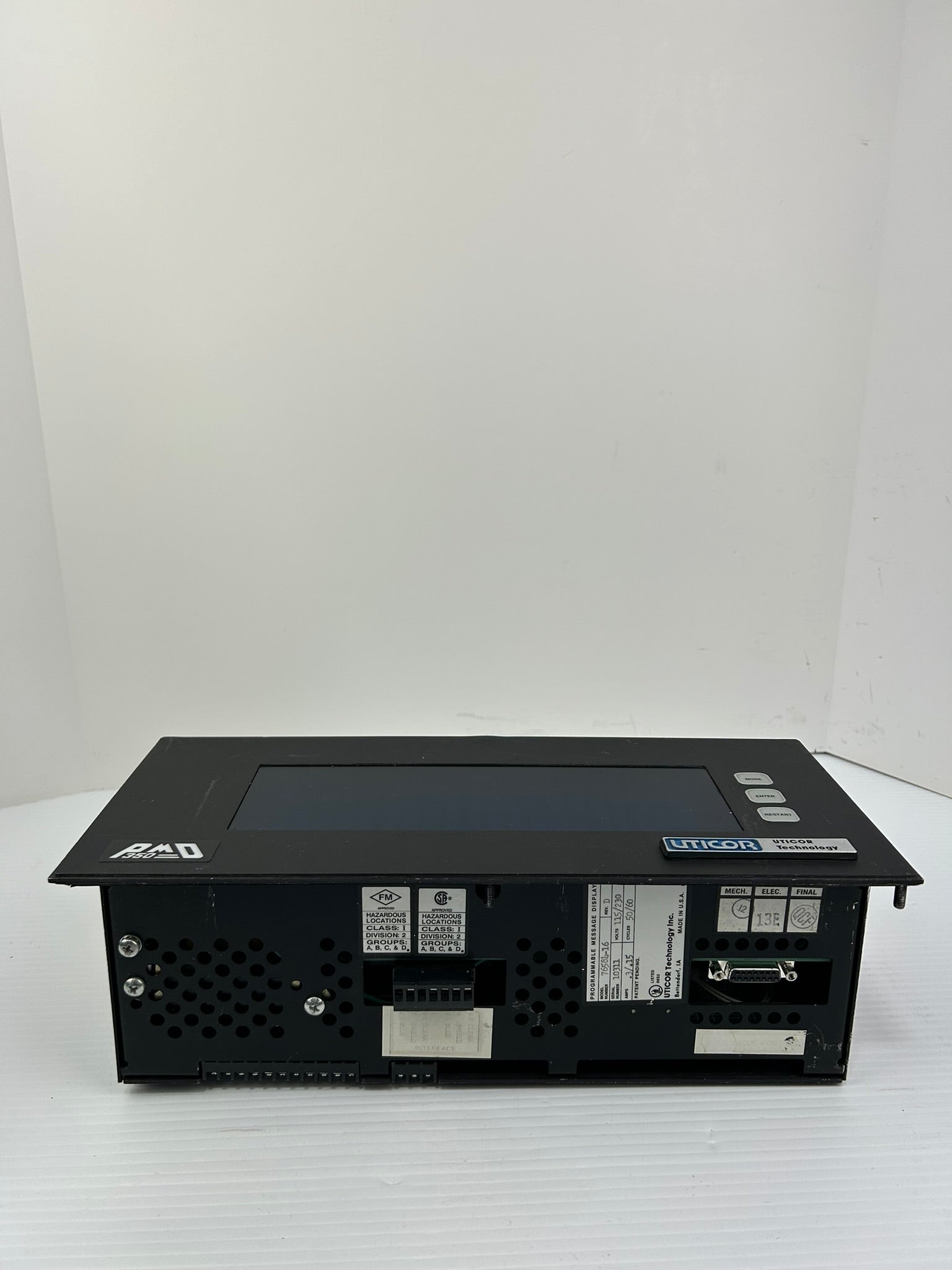 Uticor Technology 76584-16 Programmable Message Display Rev. D 115/230V .3/.15A
