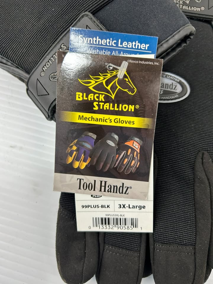 Black Stallion 99PLUS-BLK Mechanic's Gloves Tool Handz 3X-Large - Lot of 4 pairs