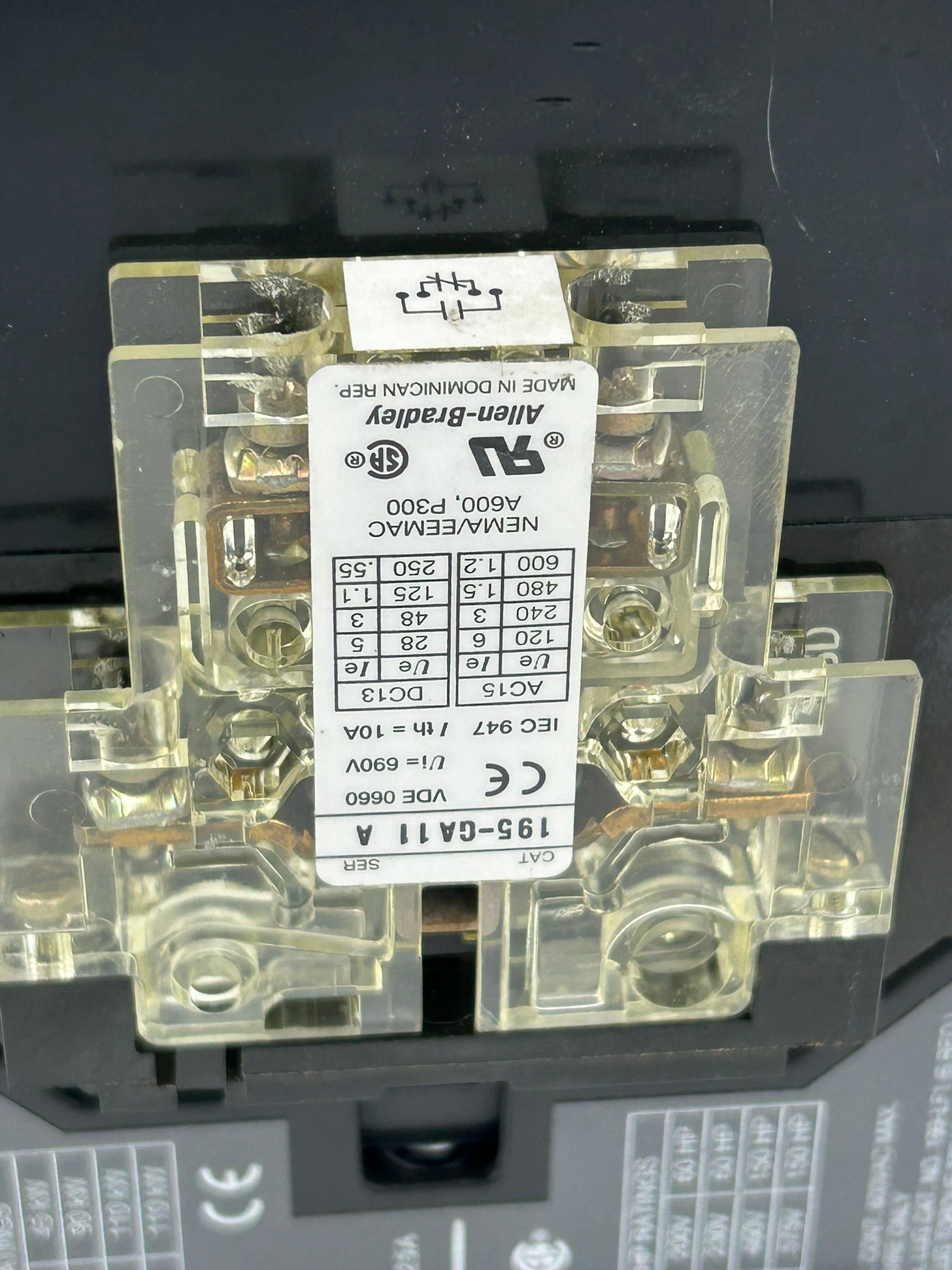 Allen Bradley 100-B180N*3 Series B 3 Pole Contactor 195-GA11 195-GA10 Series A