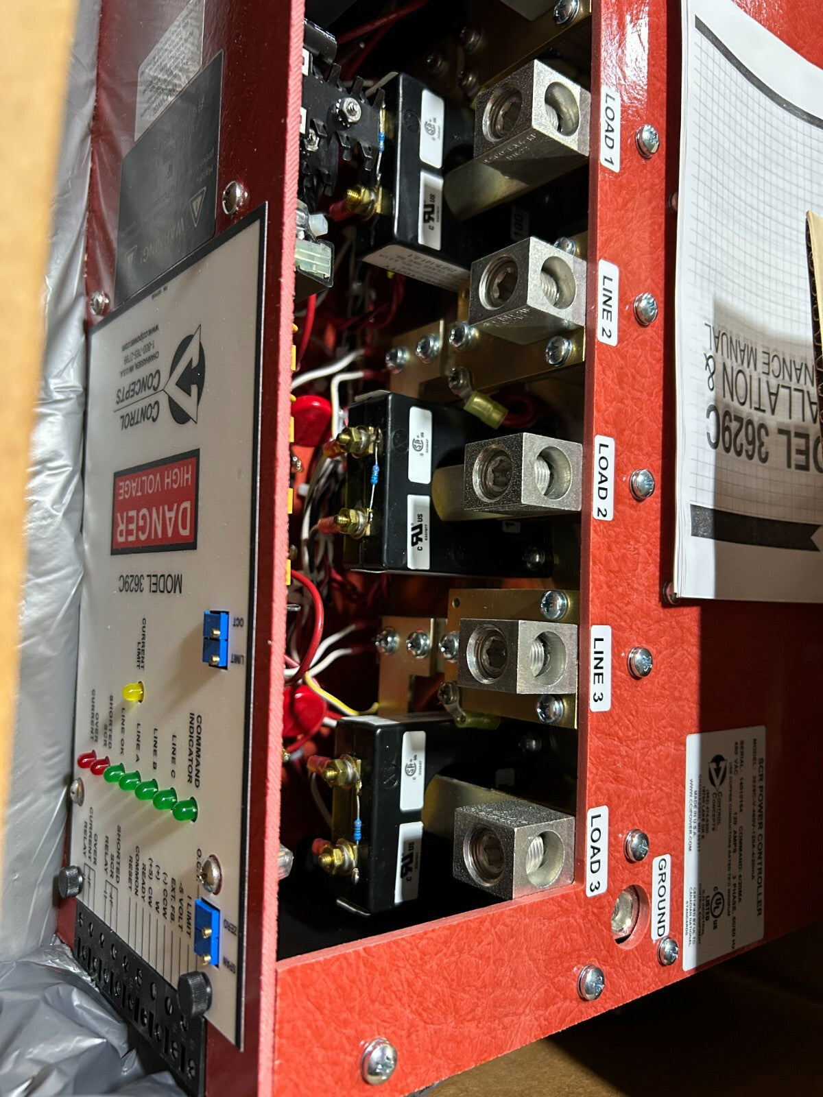 Control Concepts 3629C-V-480V-120A-4/20mA SCR Power Controller 480VAC 120A 3PH