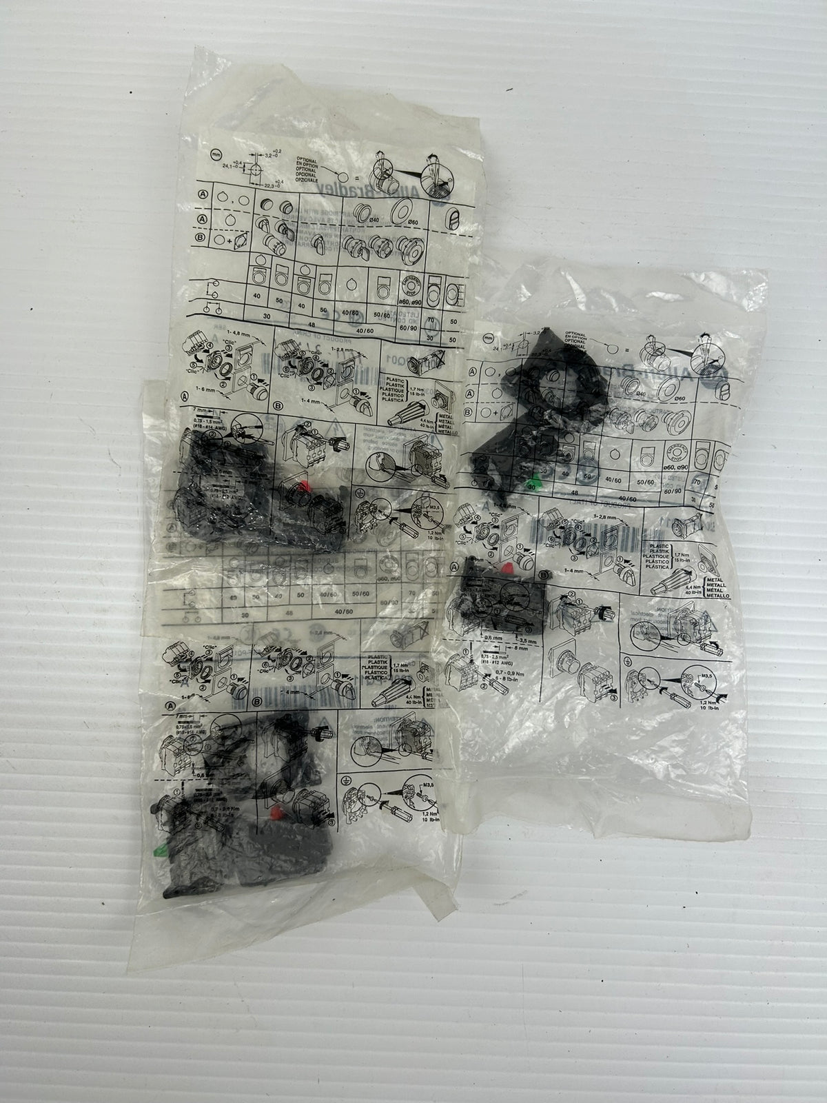 Allen-Bradley 800F-PQ11 & 800F-PQ01 Contact Blocks w/ Plastic Latch - Lot of 3