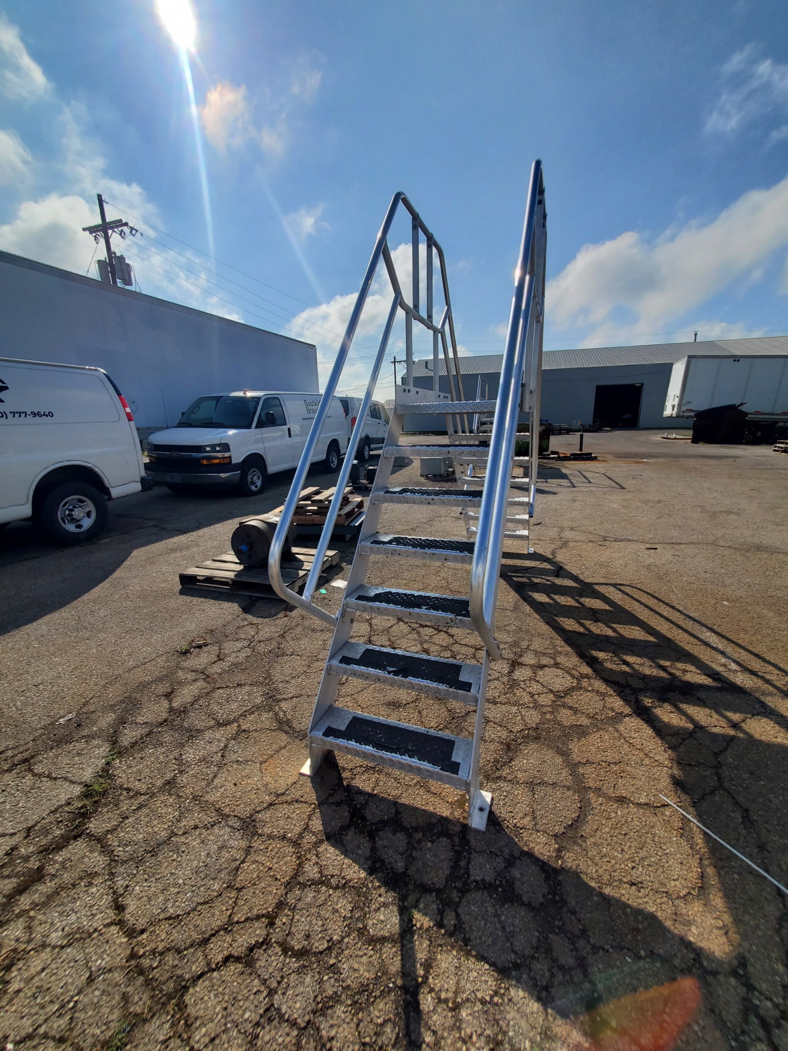 Cotterman Aluminum Crossover Bridge Ladder Platform Stairs & Handrails 10' 9" L