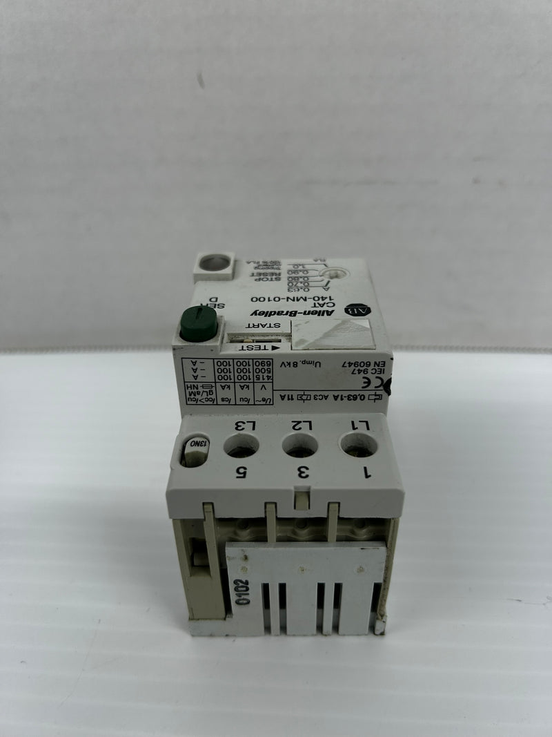 Allen-Bradley 140-MN-0100 Motor Starter Ser. D 600V 2.5A 3PH 8kV