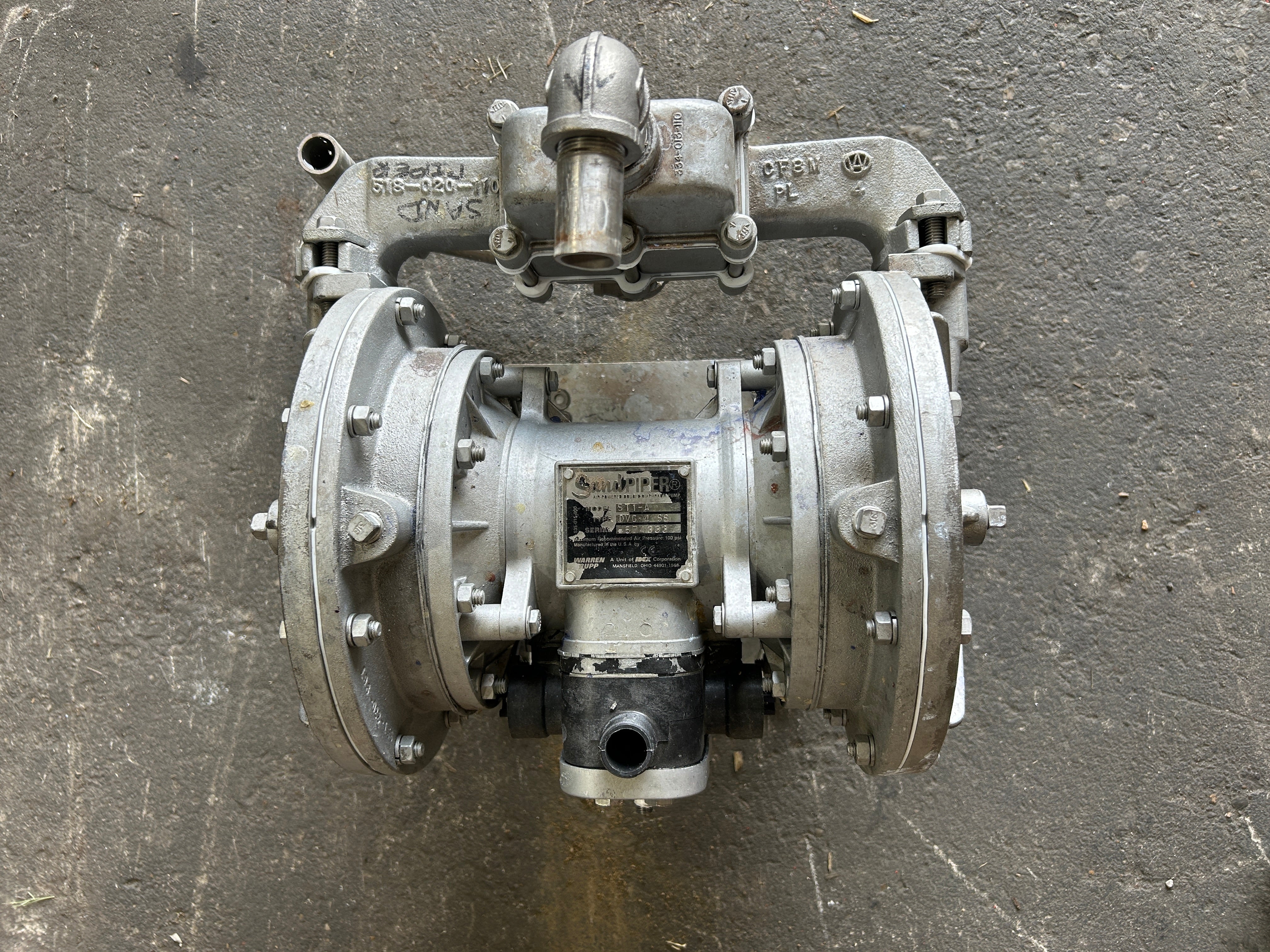 Warren Rupp Sandpiper ST1-A Air Powered Double Diaphragm Pump DVG-4-SS 100PSI