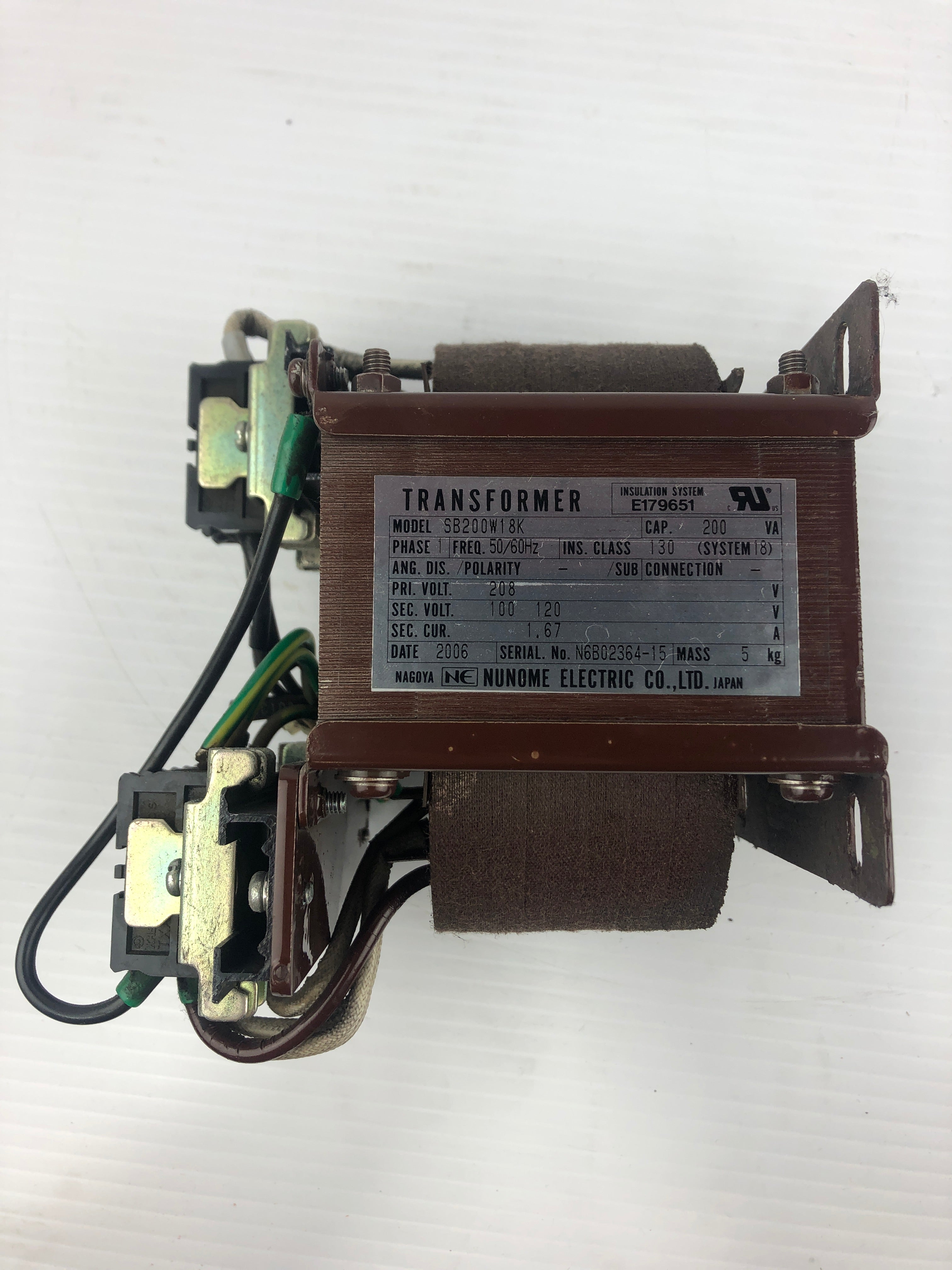 Nunome SB200W18K Transformer 200VA 1 PH